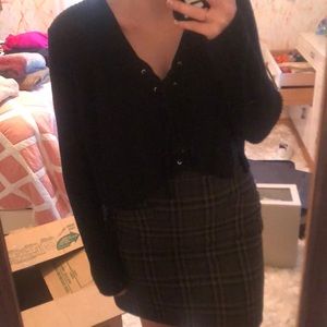 Cropped lace up sweater